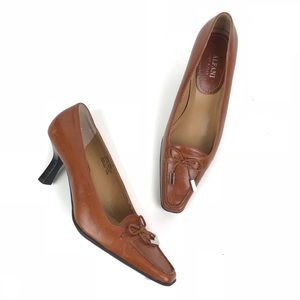 Alfani Womens Pumps Loafer Heels Leather Cognac